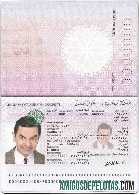 Passaporte do Bahrein modelo